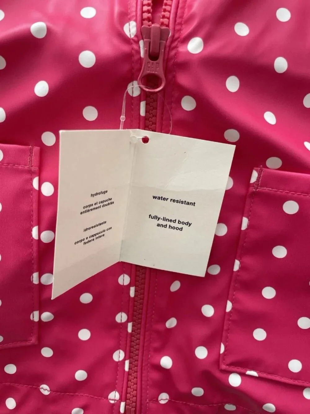 SALE! NWT GAP Rain Jacket Toddler Pink and White Dots Size 3T